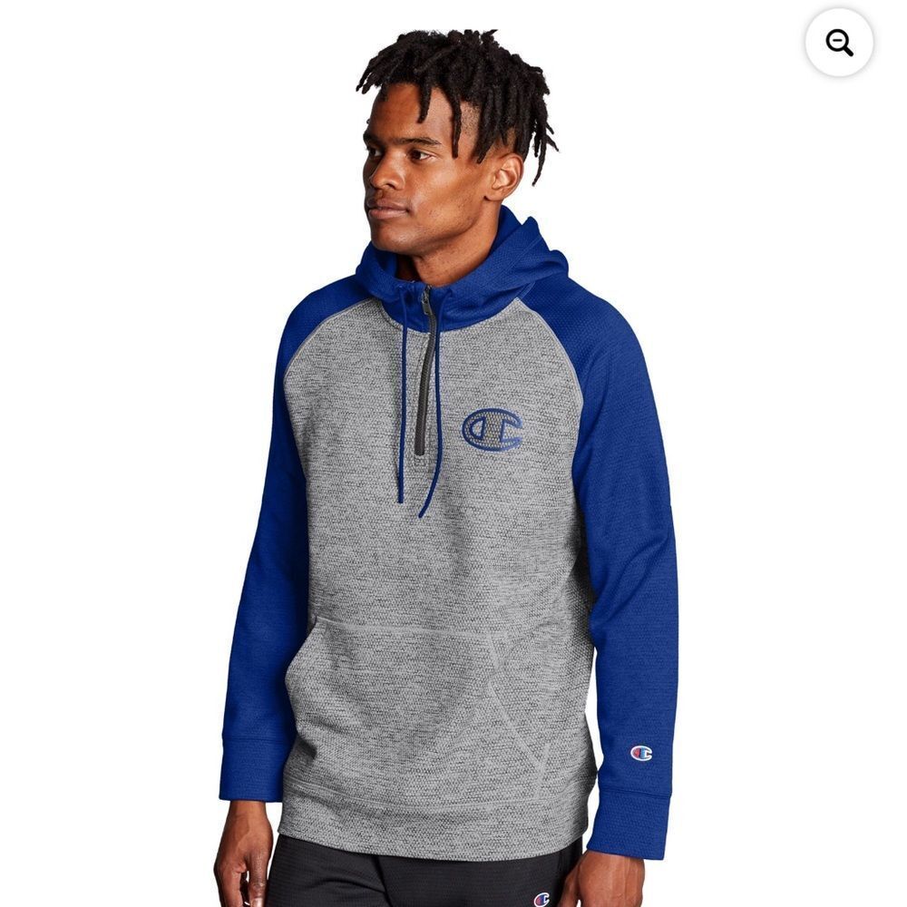Champion Stadium Fleece Quarter Zip Hoodie, Clear Gloss C Logo large